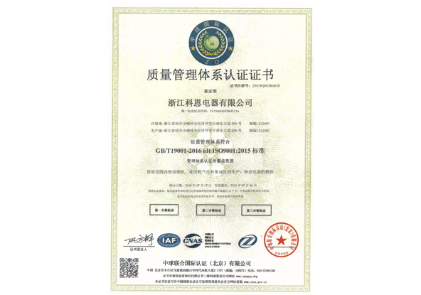 国际标准质量管理体系认证（中文面）
